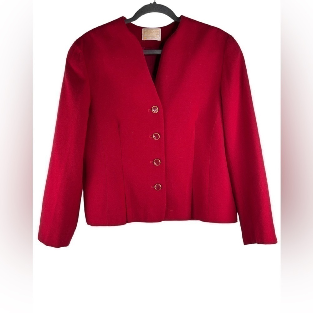 Vintage Pendleton Red Virgin Wool Blazer Jacket Size 14